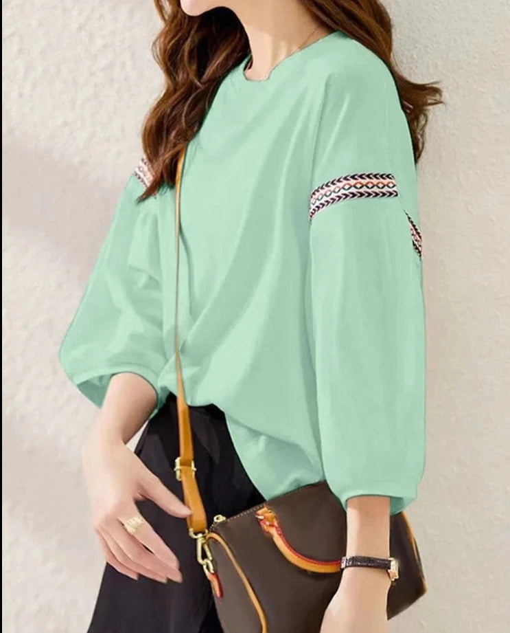 Fresh Chic Summer Blouse with Webbing