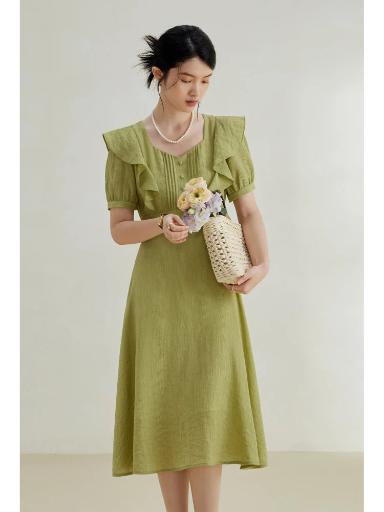Ziqiao Elegante Vestito con Volant