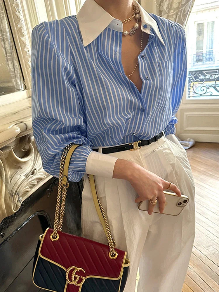 Luxe Chic Stylish Striped Blouse