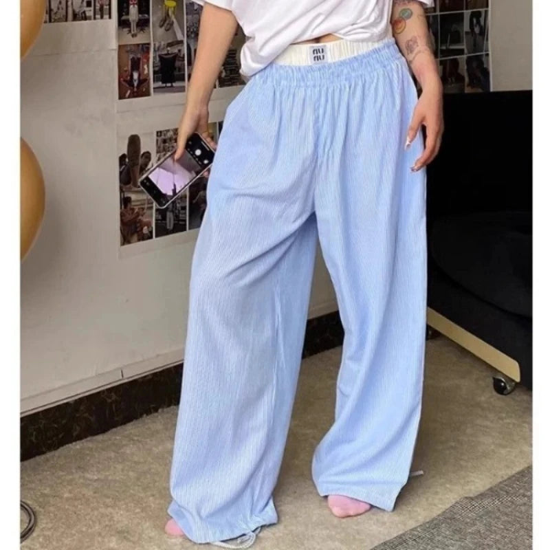 RivieraGlow Blau Gestreifte Hose