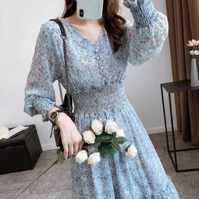 Abito in chiffon con volant Lumière Éclat