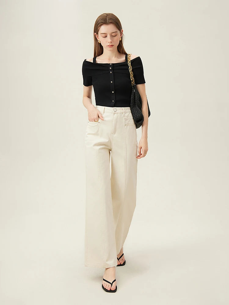 LuxeLoom White Straight Jeans