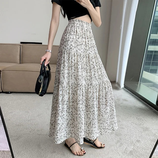 ModePracht's Vintage Flower Pleated Skirts for Women