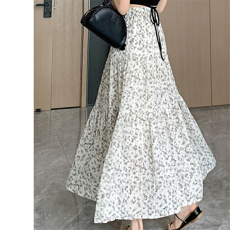 ModePracht's Vintage Flower Pleated Skirts for Women