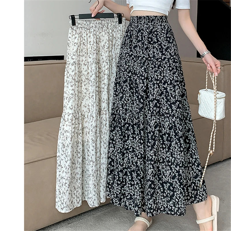 ModePracht's Vintage Flower Pleated Skirts for Women