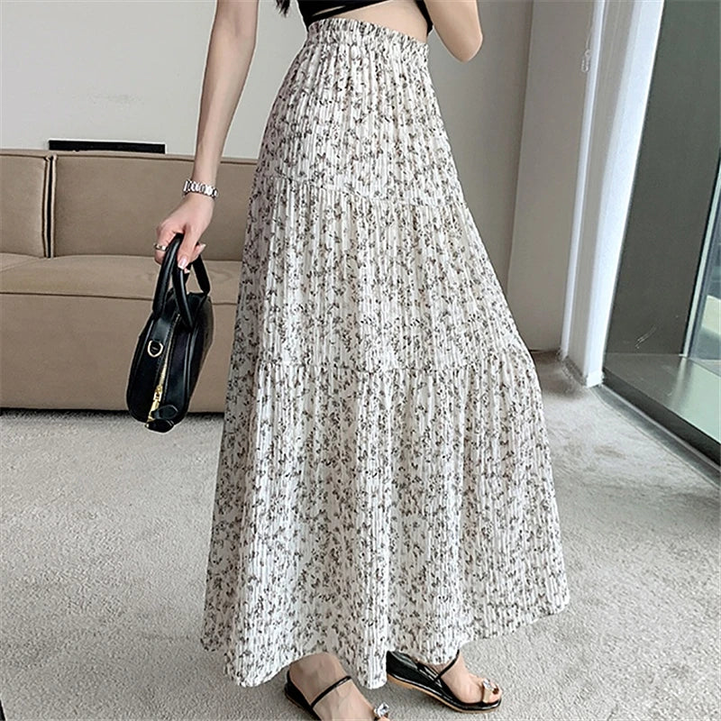 ModePracht's Vintage Flower Pleated Skirts for Women