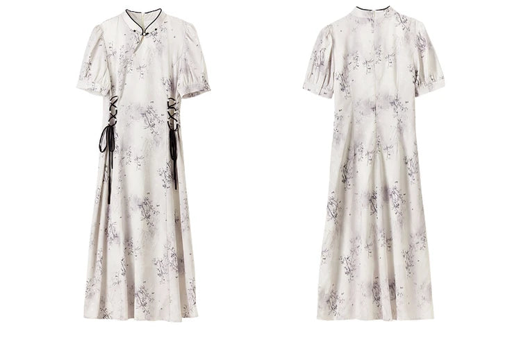 Eleganza Couture Geprinte Midi Qipao Zomerjurk