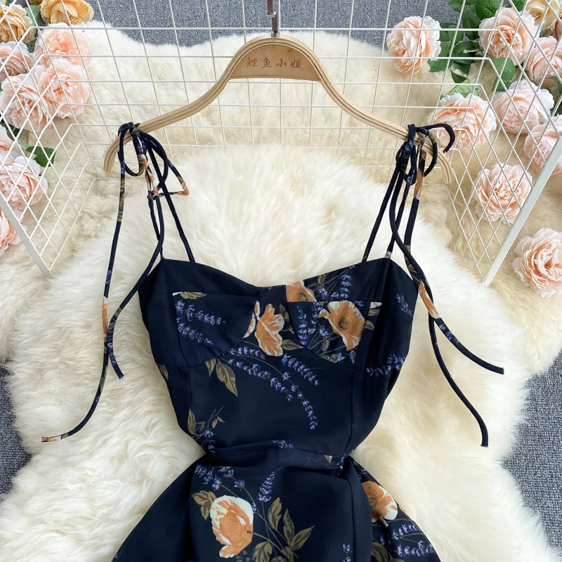 Vintage Bloemenprint Chiffon Jurk voor Zomerse Feesten
