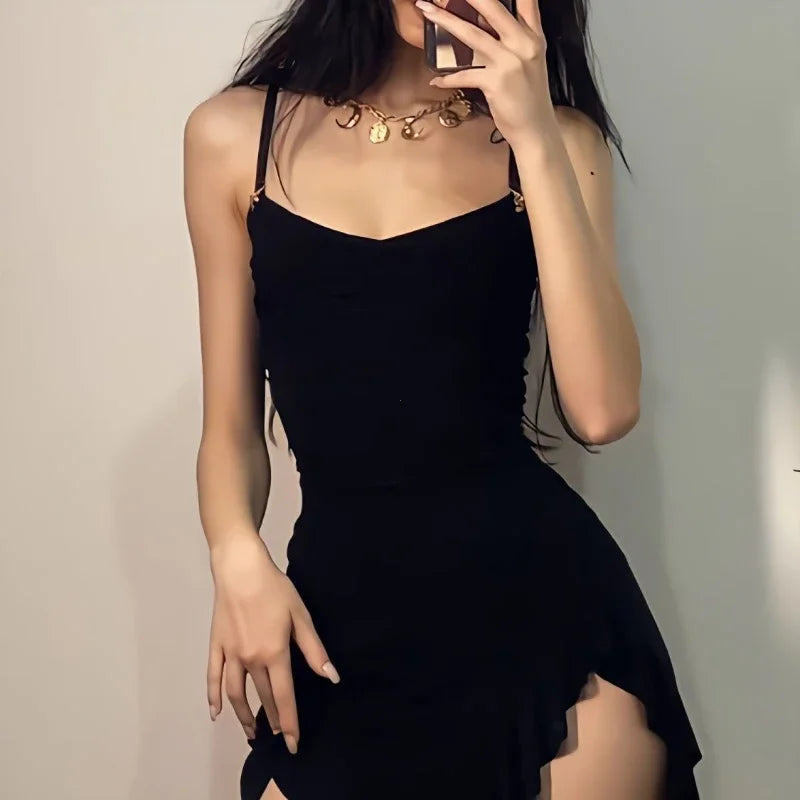 Zomer Elegante Zwarte Mini-Jurk