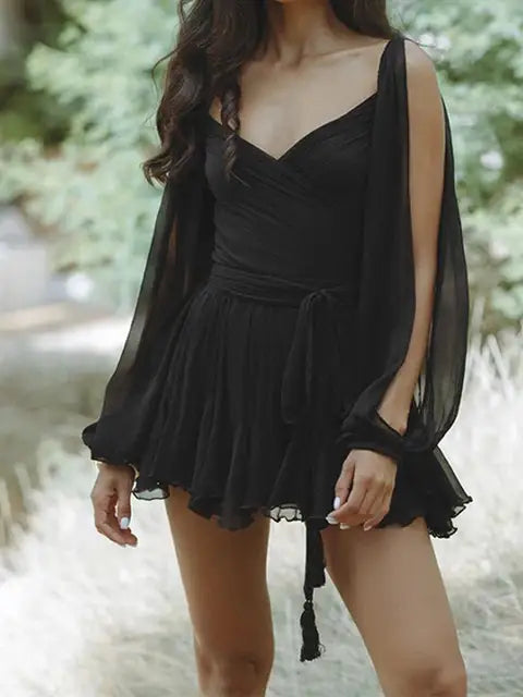 BelleFemme Olijfgroene Mini Geplooide Rok Set