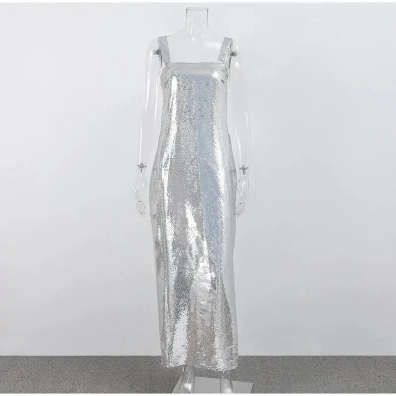 Stella Sexy Zilveren Jurk met Hollow Out Design