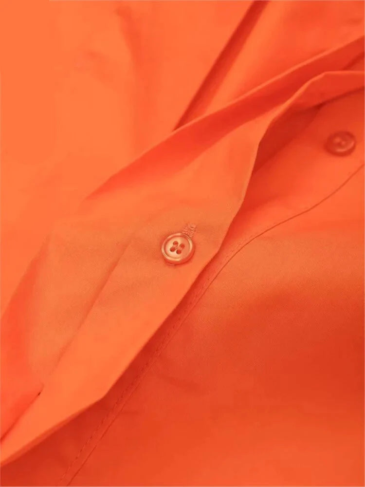Noa | Vestito estivo corto con cintura da donna | Arancione