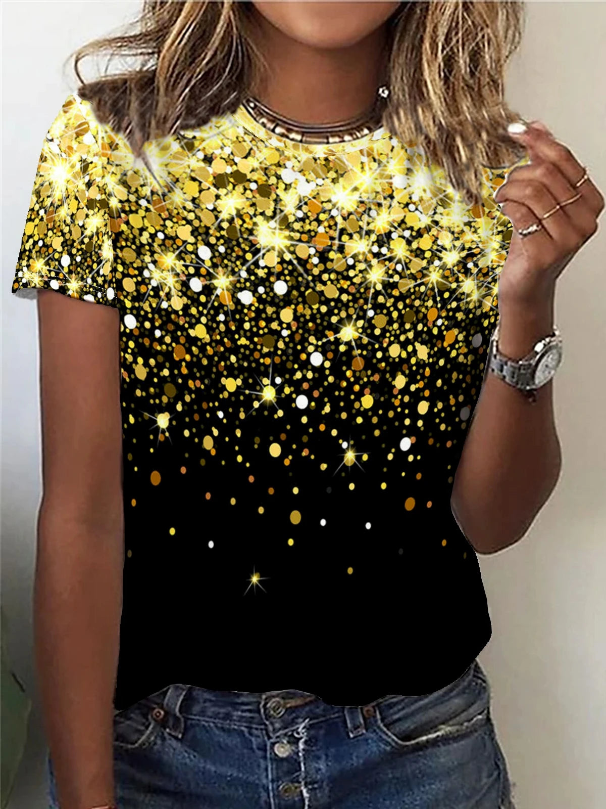 Zenith Vogue T-shirt con paillettes