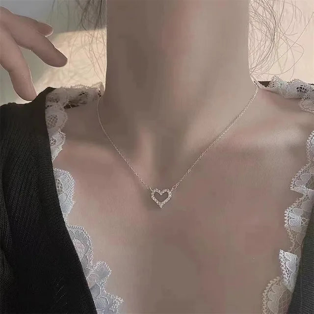 Celeste's Shining Pink Zirconium Heart Necklace