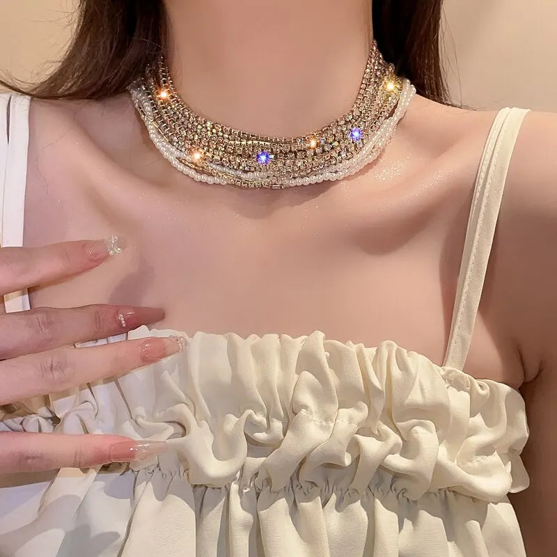 Stella Luxe Rhinestone Choker Necklace