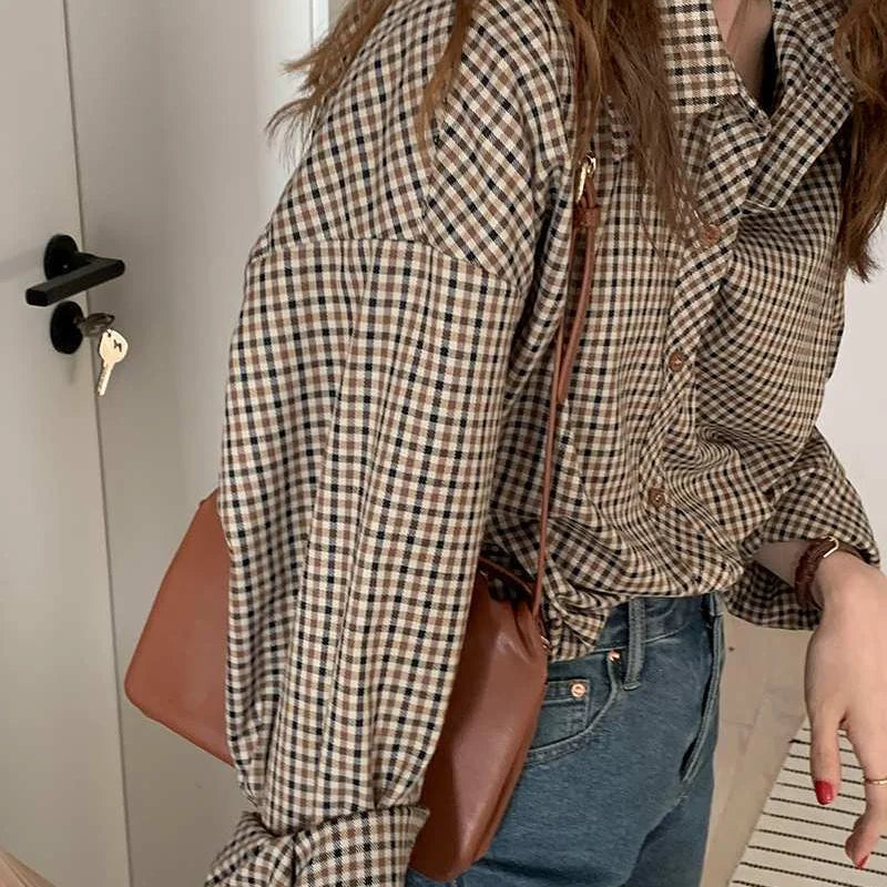 Vintage Bruin Geruit