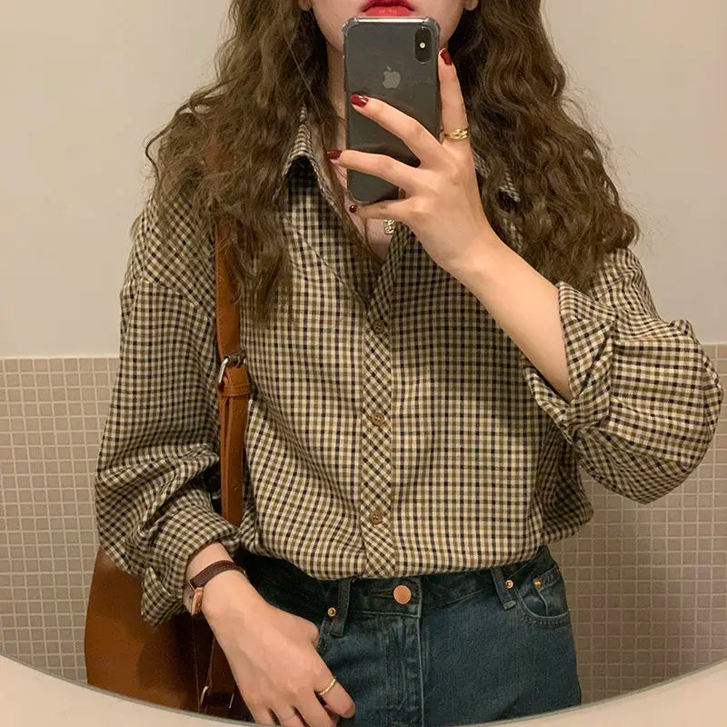 Vintage Bruin Geruit