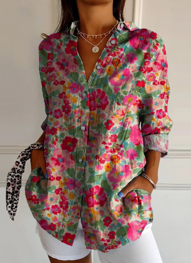 Simone | Zomerblouse met bloemenprint en grote maten