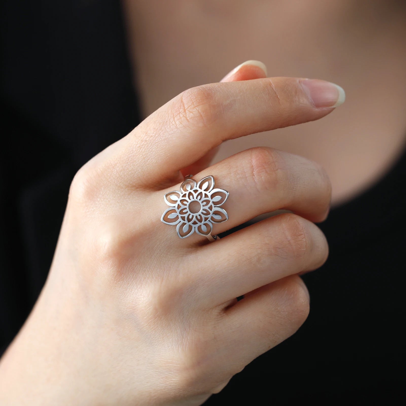 Splendor & Glory Large Filigree Lotus Flower Ring