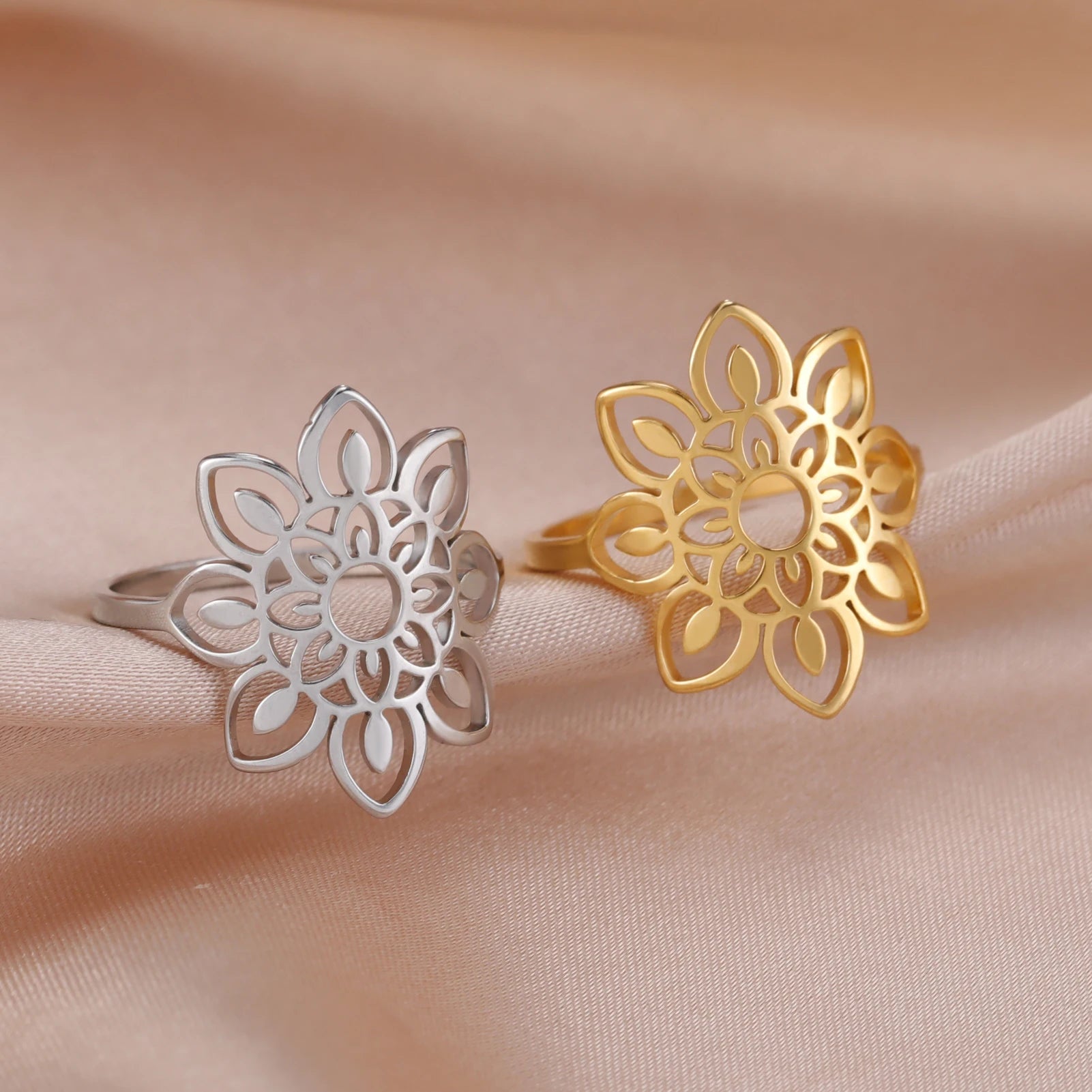 Splendor & Glory Large Filigree Lotus Flower Ring
