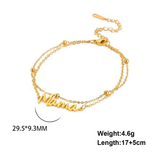 Motherly Love Double-layer Beaded Bracelet of Stainless Steel