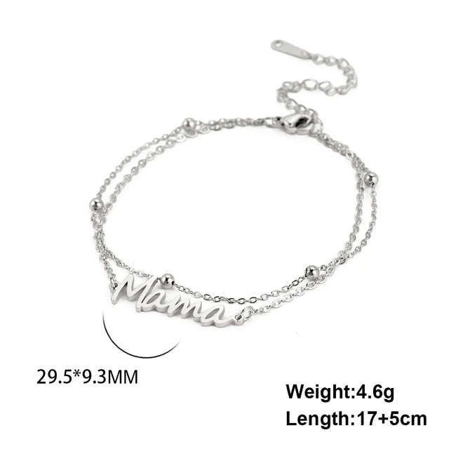 Motherly Love Double-layer Beaded Bracelet of Stainless Steel