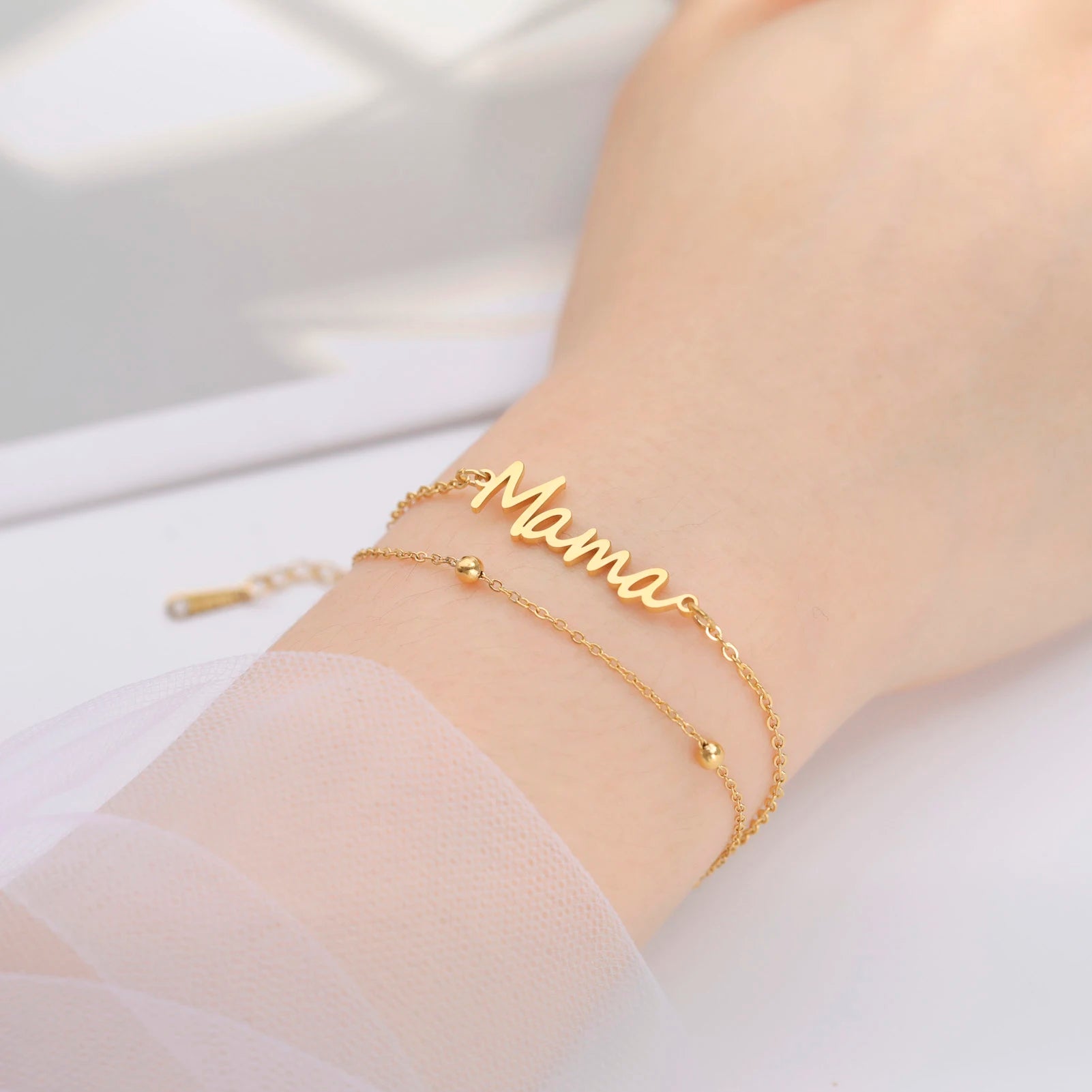 Motherly Love Double-layer Beaded Bracelet of Stainless Steel