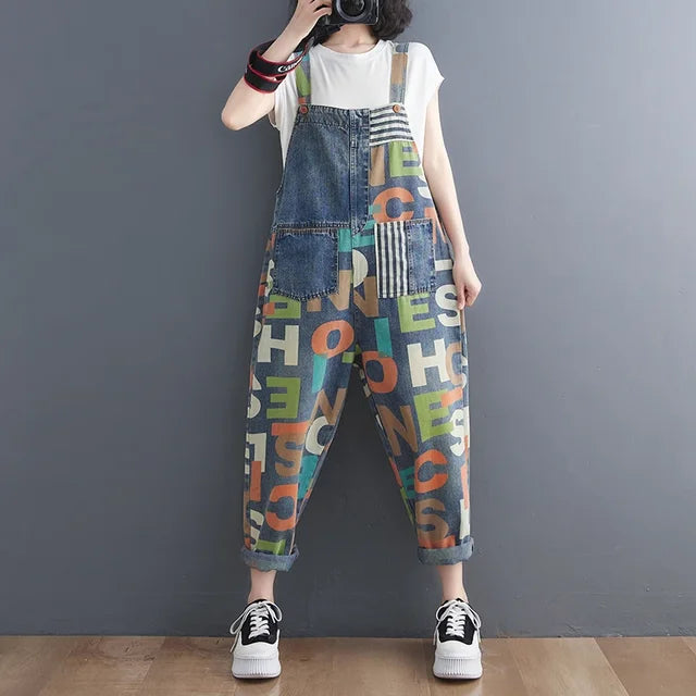 Aurora Vintage Damen Latzhose für Bunte Sommerliche Abenteuer