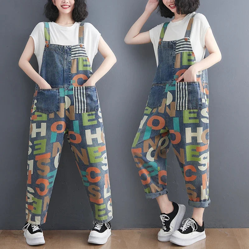 Aurora Vintage Damen Latzhose für Bunte Sommerliche Abenteuer