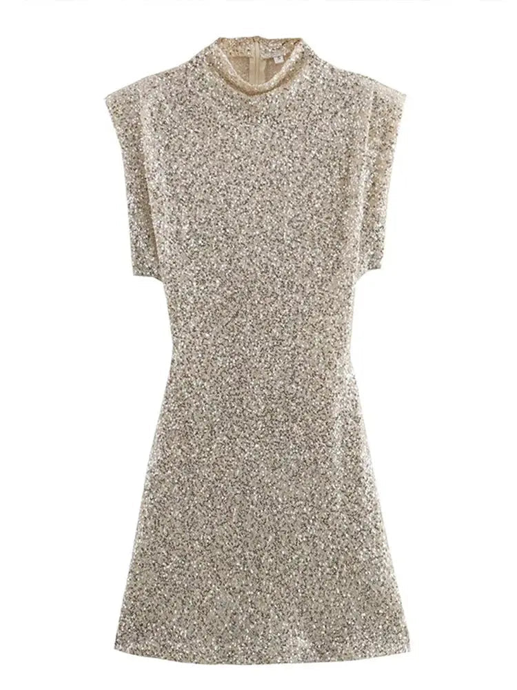 Stefanie | Mouwloze glitter mini-jurk met pailletten