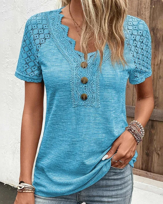 Stephanie | Lichtgewicht chique kanten T-shirt