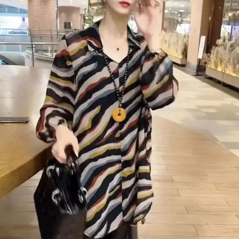 Gestreepte Blouse in Contrasterende Kleuren voor Dames