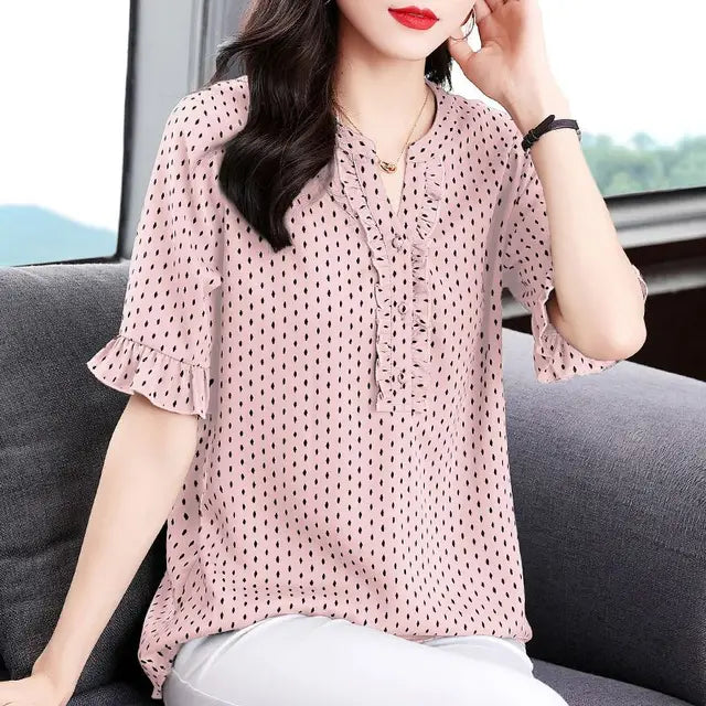 Luna Polka Dot Blouse voor Betoverende Zomerse Stijl