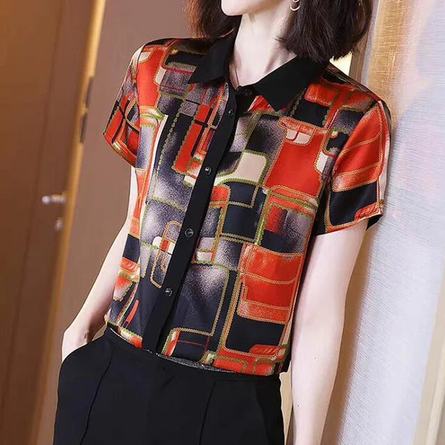 ChicThreads Camicia Estiva Stampa Tutto Abbinabile Manica Corta