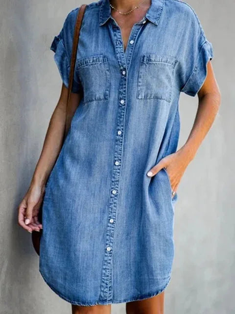 Stijlvolle Zomer Denim Shirt Jurk van Zomerjurkjes