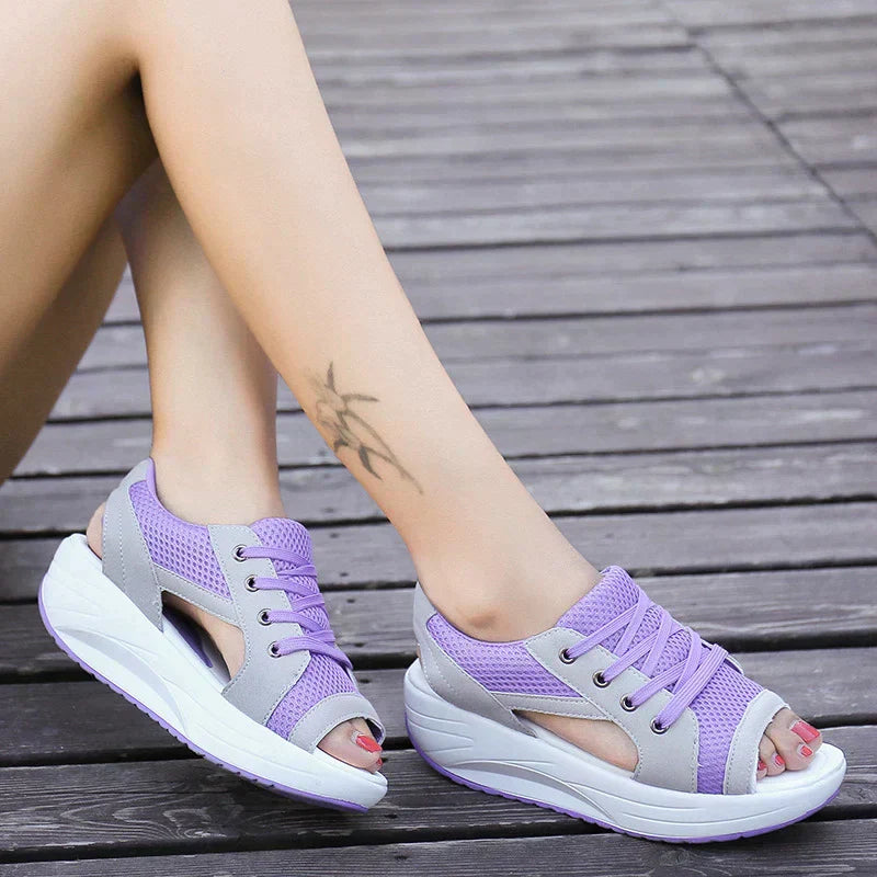 Velanora - Orthopedic Muffin Sandals with Cutout and Laces