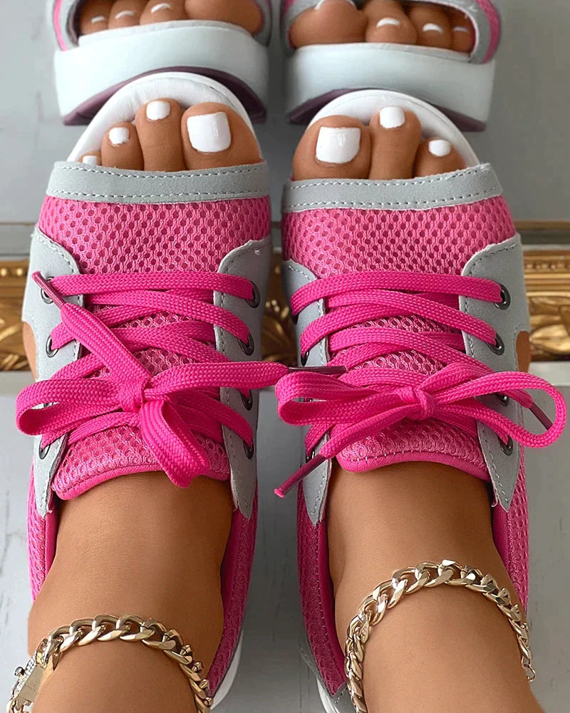Velanora - Orthopedic Muffin Sandals with Cutout and Laces