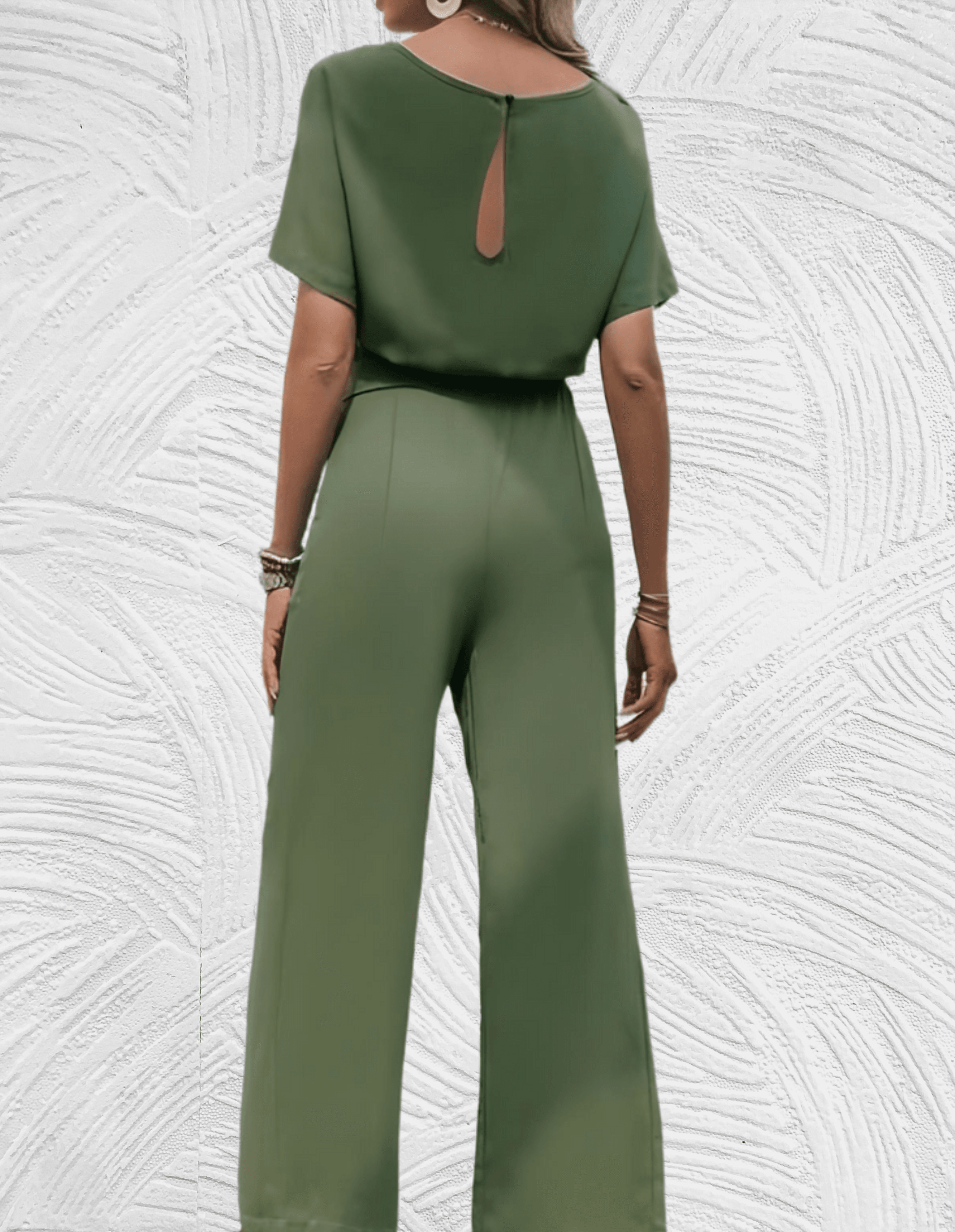 Velanora- Beautiful fitted jumpsuit with wide sleeves and wide legs with tie straps on the side