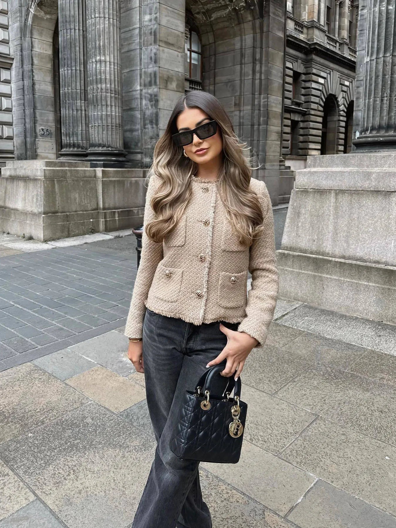 VELANORA- Elegant Cropped Jacket with Pockets