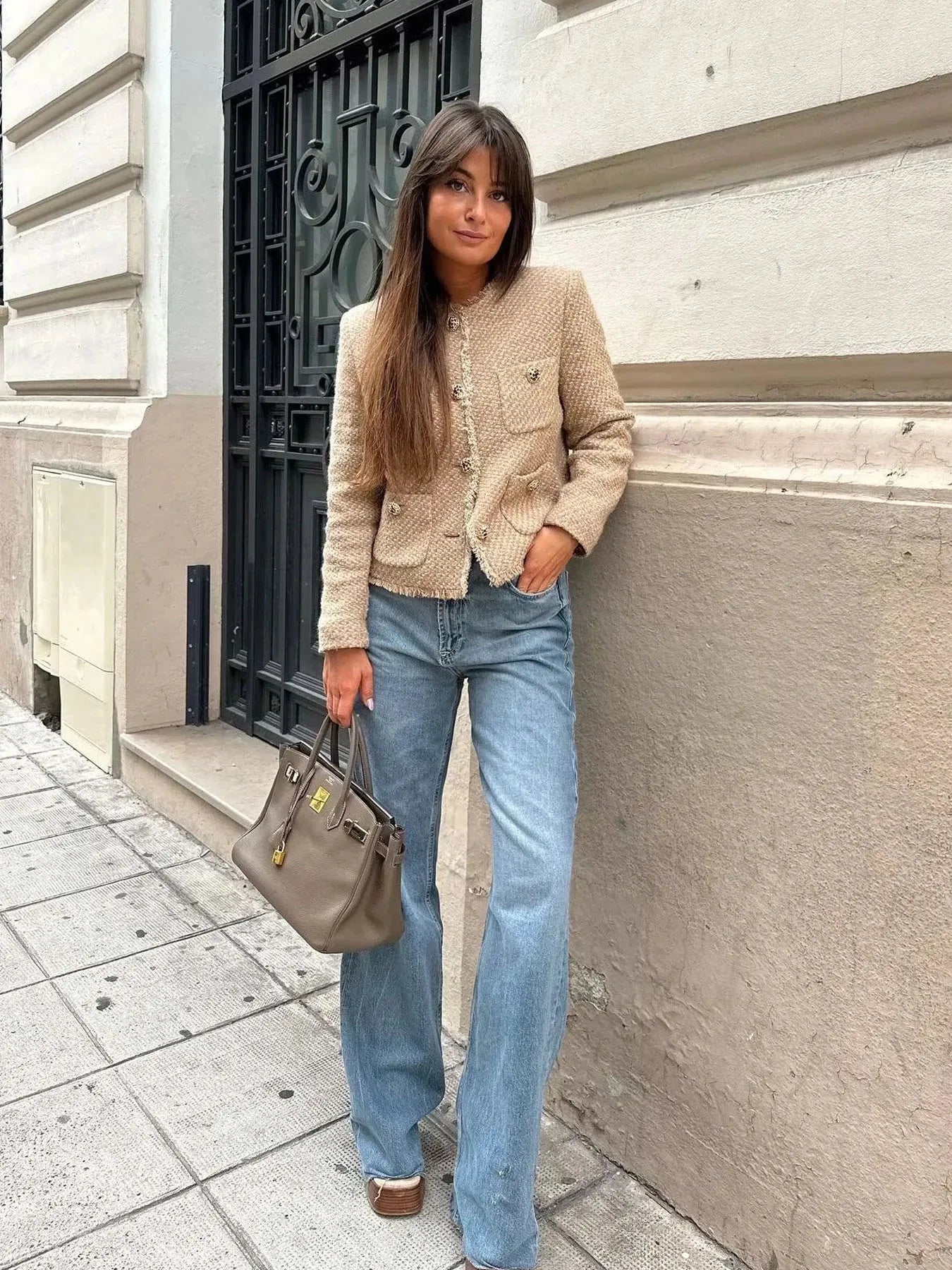 VELANORA- Elegant Cropped Jacket with Pockets