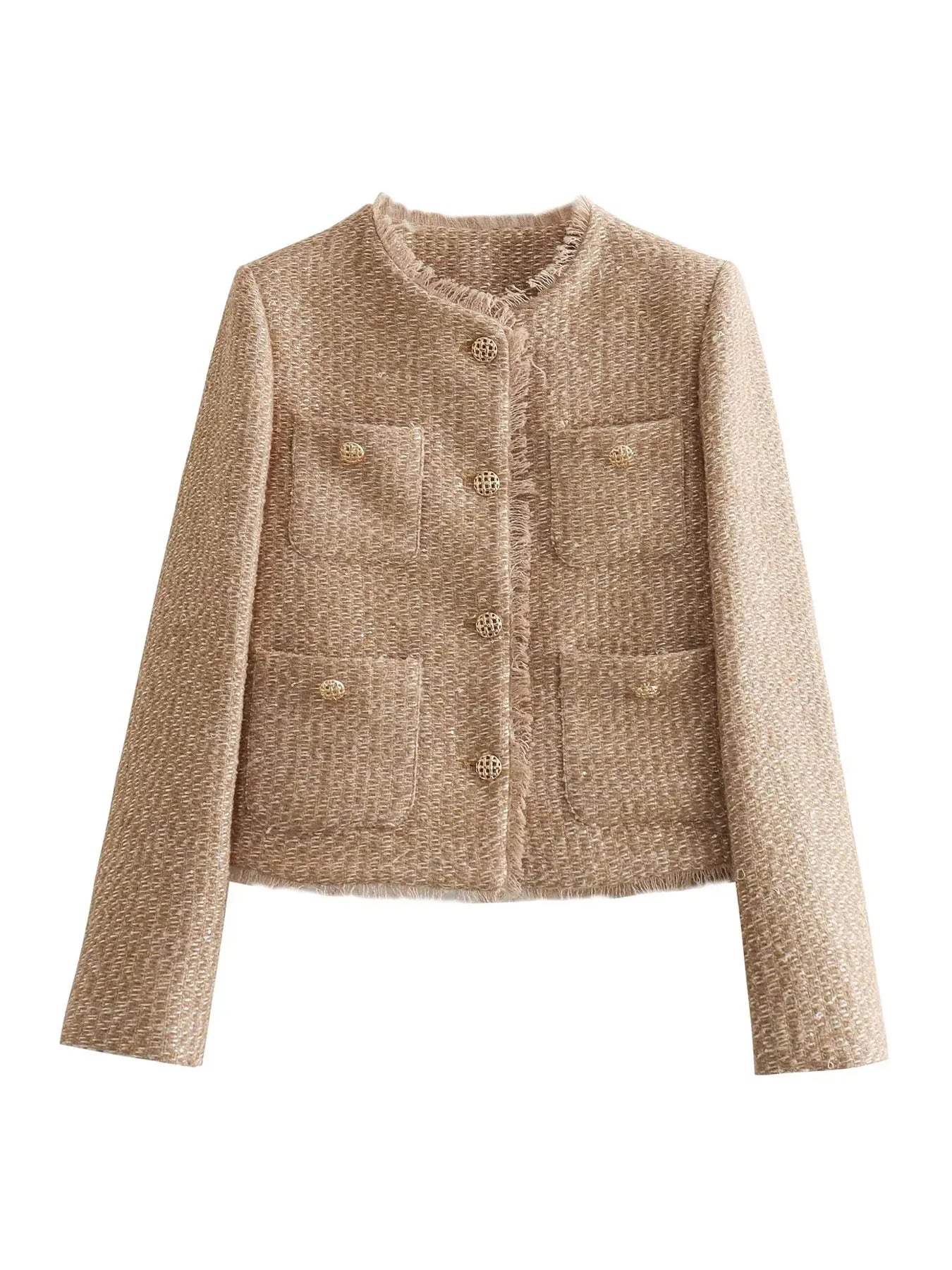 VELANORA- Elegant Cropped Jacket with Pockets