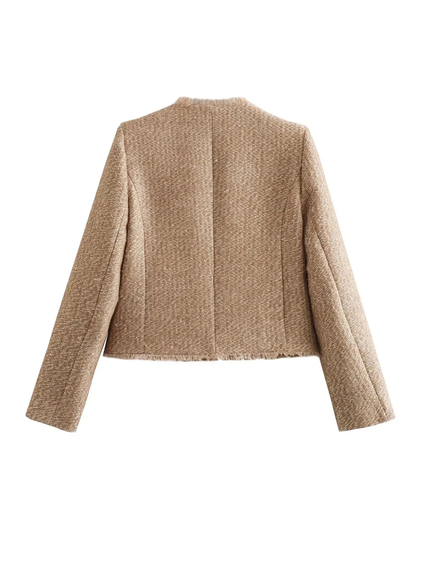 VELANORA- Elegant Cropped Jacket with Pockets