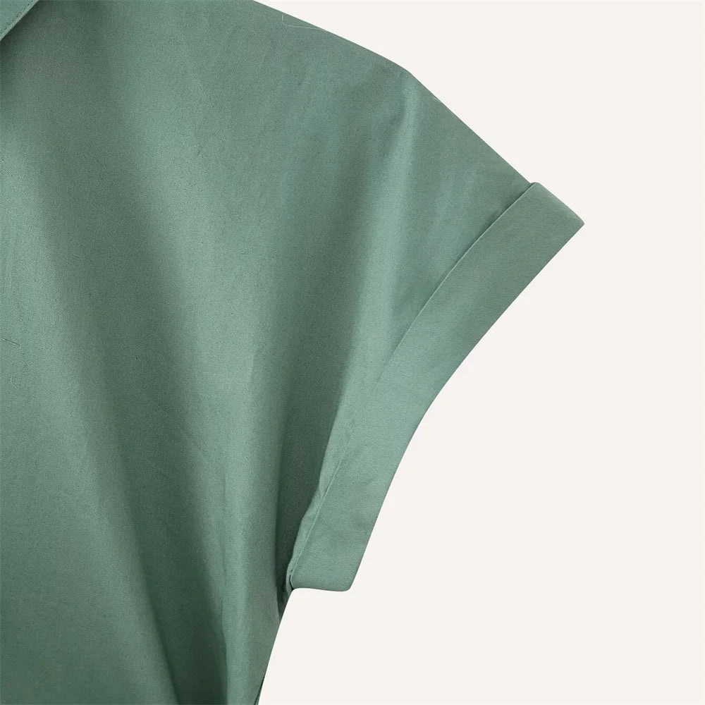 Dames Zomerse Poplin Blouse - Casual Chic met Knopen