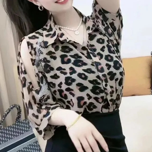 Polo Neck Leopard Top from Blooming Style