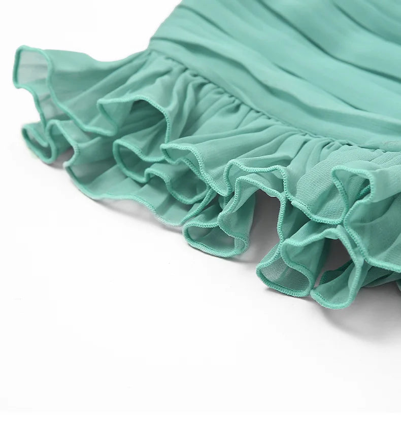 Tingfly Vrouwen Zomerjurk met Ruches en Stand Kraag