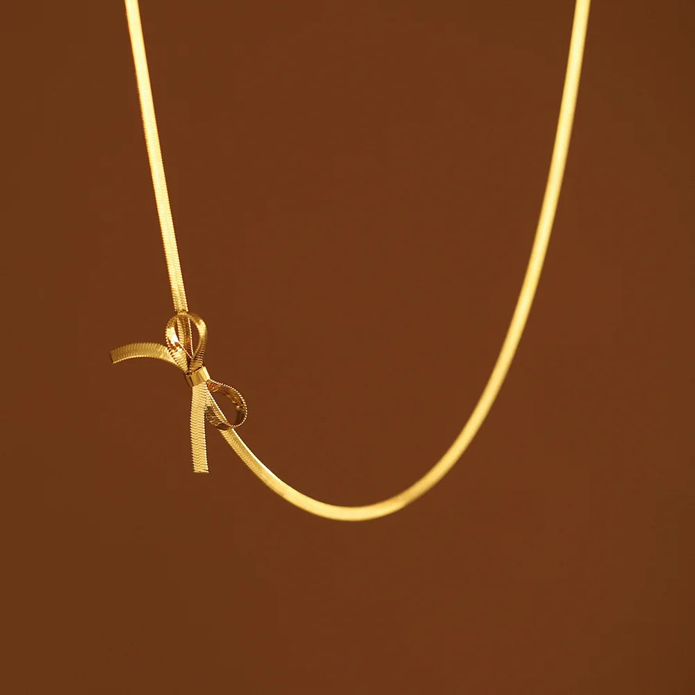 Enchanting Titanium Bow Necklace for Stylish Women