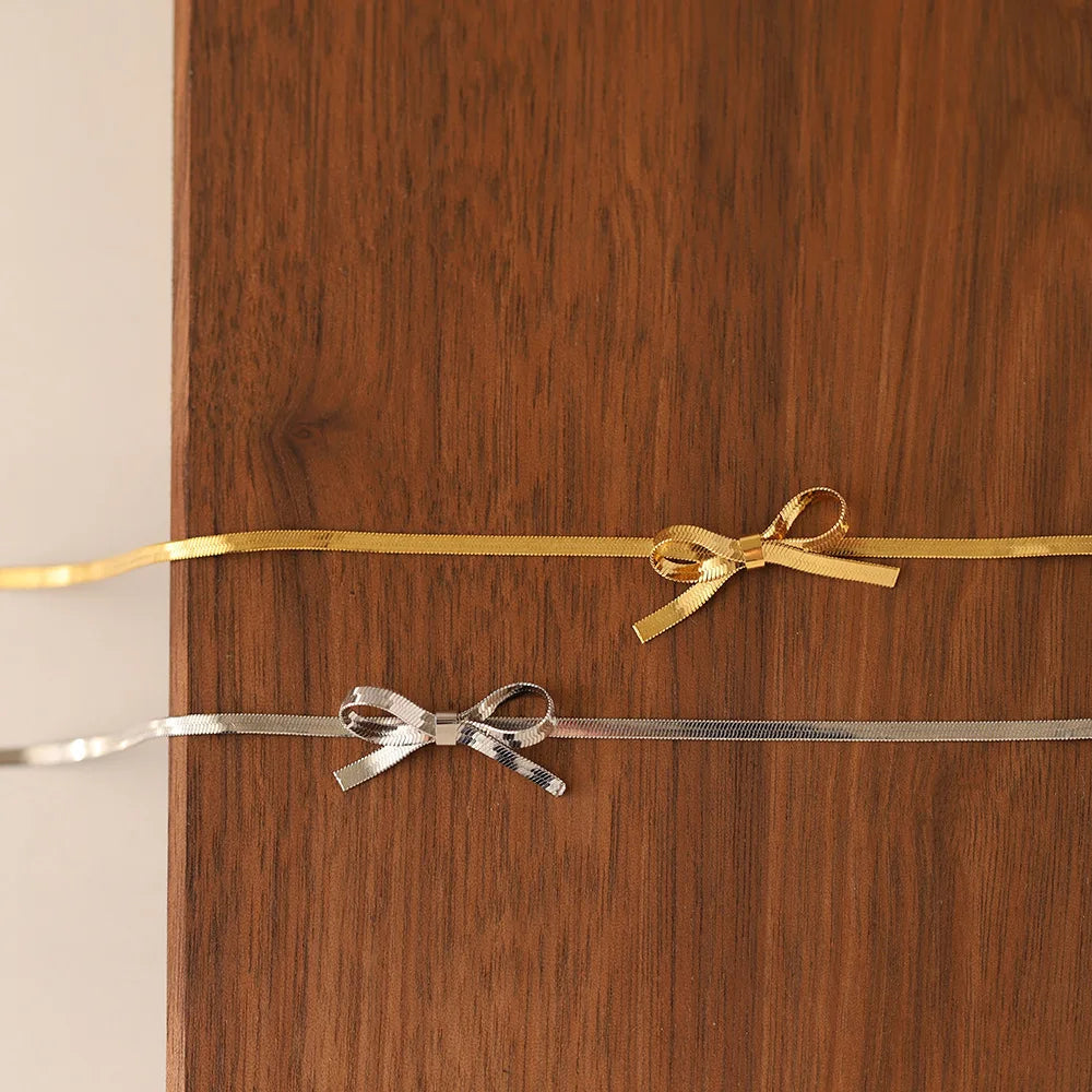 Enchanting Titanium Bow Necklace for Stylish Women