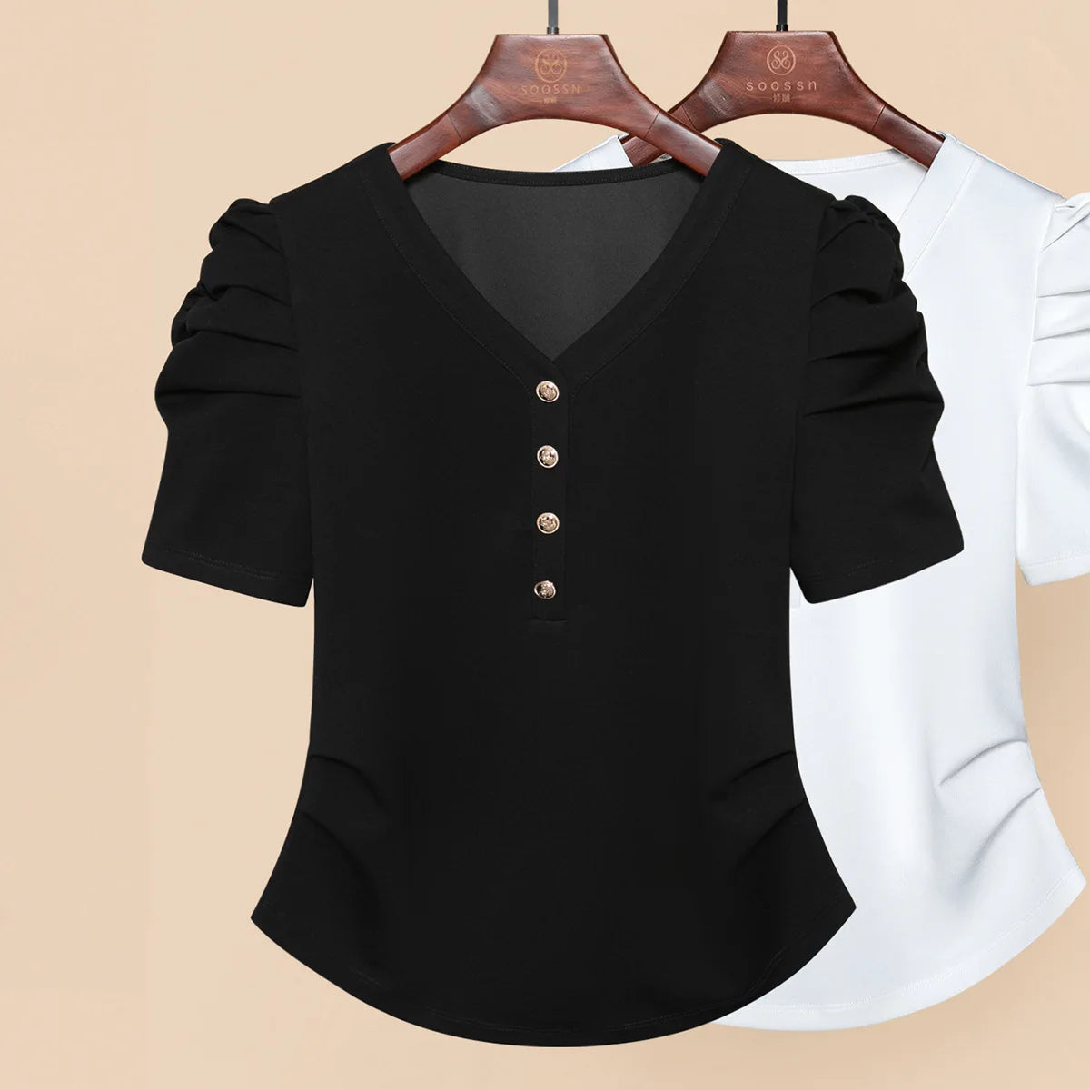 SoleilChic Schwarze Sommer T-Shirts