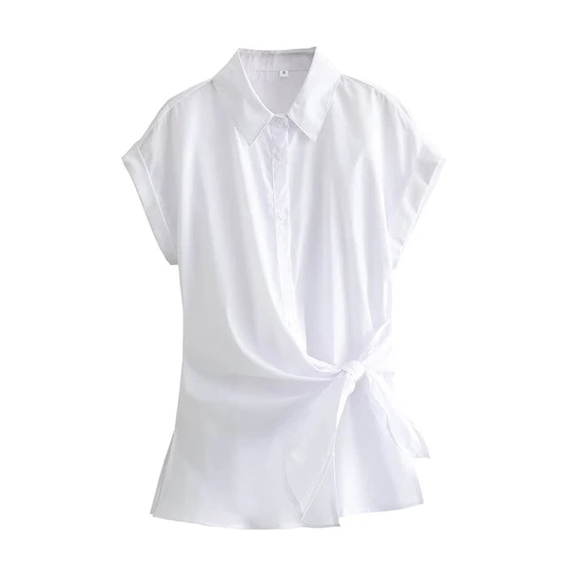 Magliette estive asimmetriche alla moda con dettaglio a fiocco