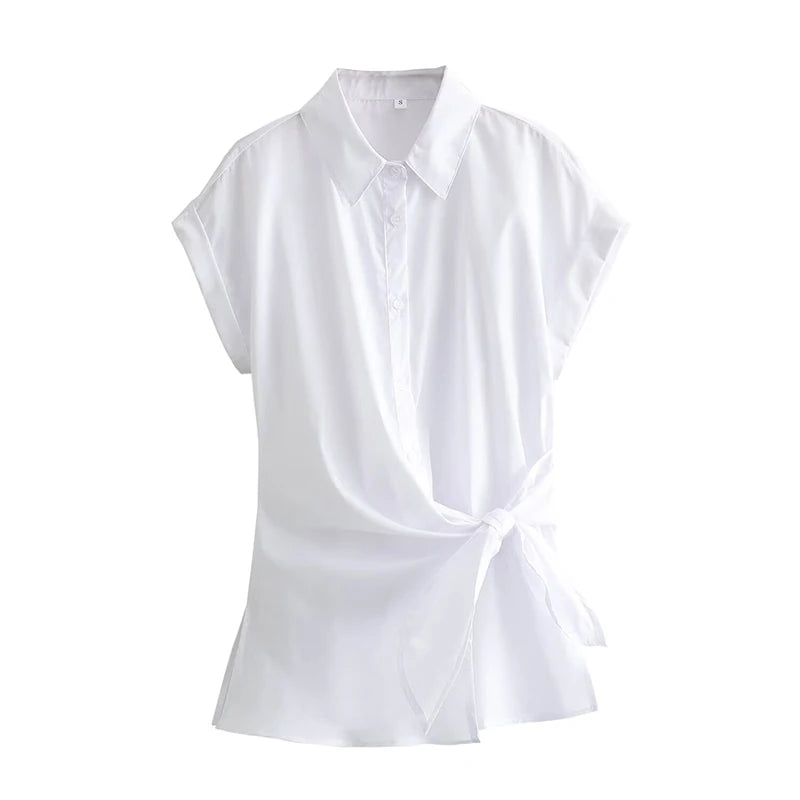 Magliette estive asimmetriche alla moda con dettaglio a fiocco